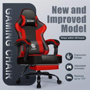 Sedia da gaming ergonomica con schienale alto, supporto lombare e poggiapiedi estensibile