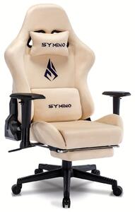 Sedia da ufficio – Comoda sedia da gaming color crema, realizzata con tessuto resistente e dotata di braccioli