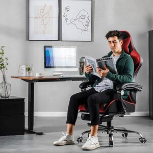 Sedia da gaming, sedia da ufficio, sedia ergonomica per PC, sedia da gaming con supporto per massaggio, sedie da lavoro con poggiapiedi e poggiatesta, ecopelle rossa