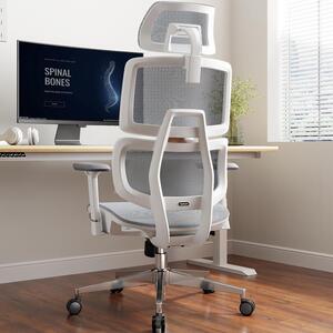 Sedia da ufficio ergonomica con schienale a rete, supporto lombare, braccioli 3D e poggiatesta, dal design elegante