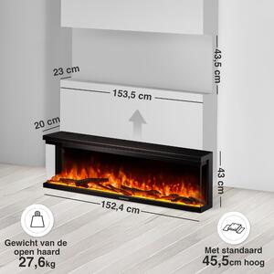 Stufa elettrica da parete - Larghezza 152 cm - 1800 Watt - Metallo nero - Stufa d'ambiente dal design moderno