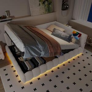 Divano letto 140x200 cm - Senza materasso - Con barra luminosa LED - Sistema di sollevamento idraulico - Porta USB