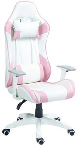 Sedia da gaming – Sedia da ufficio – Sedia per computer – Sedia da lavoro – Design ergonomico – Braccioli regolabili – 67 x 60 x 120-128 cm – Rosa