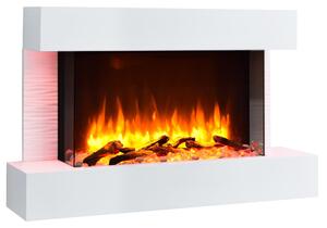 Camino elettrico da parete - 2000 W - MDF verniciato bianco - Illuminazione d'atmosfera