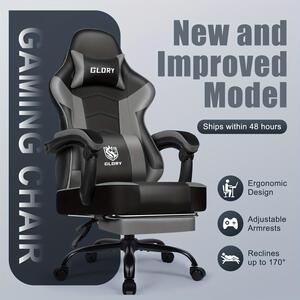 Sedia da gaming ergonomica con schienale alto, supporto lombare e poggiapiedi estensibile