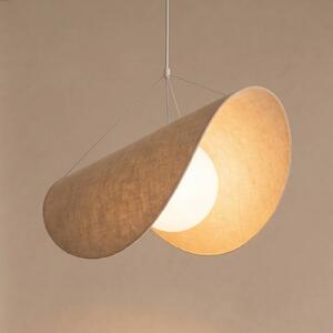 Lampada a sospensione Sansibar Lucande, dimmerabile, Crema / Ambra, Soggiorno / Sala da pranzo, Tessuto / Stoffa / Seta, Design, Lampada a sospensione