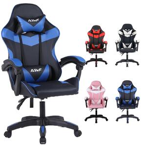 Sedia da gaming – Sedia ergonomica da ufficio – Supporto lombare – Schiuma viscoelastica – Ecopelle – Altezza regolabile, colore nero