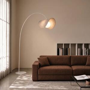 Lampada ad arco Sansibar Lucande, dimmerabile, Crema / Ambra, Soggiorno / Sala da pranzo, Tessuto / Stoffa / Seta, Design, Lampada da terra