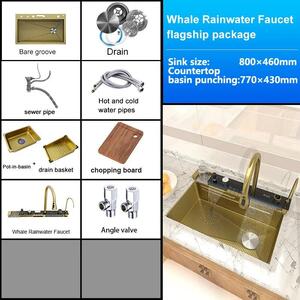Lavello con rubinetto a cascata, display digitale e acciaio inossidabile