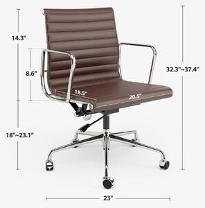 Sedia da ufficio – Sedia girevole in pelle bianca – Sedia ergonomica per ufficio con struttura in alluminio e scanalature