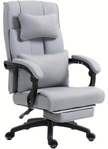 Sedia da ufficio - Sedia da ufficio con poggiapiedi - Sedia da gaming - Sedia da ufficio - Sedia ergonomica - Sedia in ecopelle, colore grigio