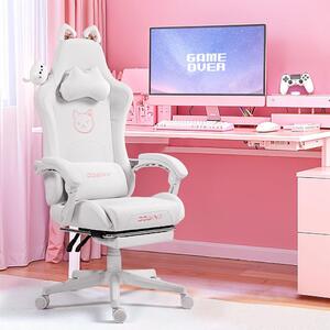 Sedia da ufficio ergonomica rosa, regolabile in altezza, elegante sedia da gaming con supporto lombare