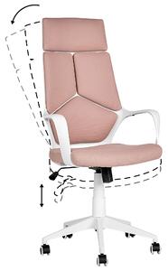 Sedia ufficio in materiale sintetico rosa e bianco struttura in metallo schienale regolabile e girevole ufficio Beliani