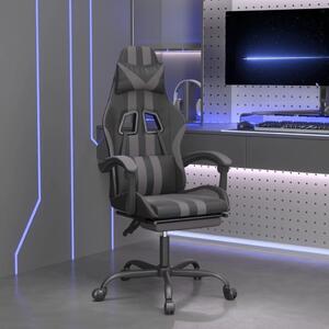Sedia da gaming – Schienale regolabile – Rivestimento in ecopelle nero e grigio con poggiapiedi