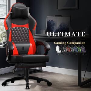 Sedia da gaming - Sedia da ufficio - Sedia per videogiochi - Sedia da corsa - Sedia ergonomica - Colore nero e rosso - Rotazione a 360 gradi