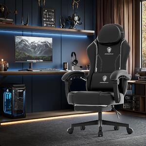 Sedia da gaming - Sedia da ufficio - Sedia ergonomica - Sedia per computer - Sedia da corsa - Colore: nero/bianco - Poggiapiedi pieghevole