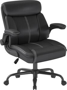 Sedia da ufficio ergonomica, sedia da direttore in ecopelle con braccioli pieghevoli, sedia girevole regolabile in altezza, capacità di carico 136 kg