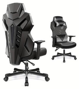 Sedia da gaming - Sedia da ufficio - Sedia per videogiochi - Sedia da lavoro - Modello nero grigio - Design ergonomico
