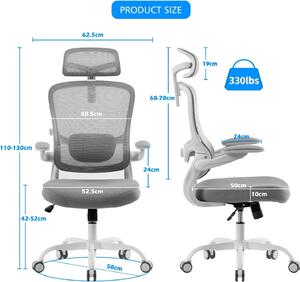 Sedia da ufficio ergonomica - Sedia da ufficio con supporto lombare - Sedia da computer - Sedia da lavoro - Sedia per l'ufficio domestico