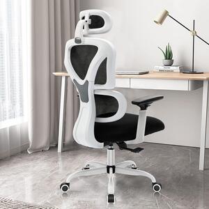 KD9070: Sedia da ufficio ergonomica con poggiatesta regolabile, braccioli e supporto lombare per prevenire il mal di schiena. Sedia da ufficio con capacità di carico di 150 kg / 330 libbre. Barra di supporto, dimensioni 55 x 25