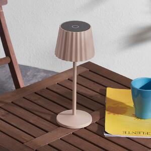 Lindby Lampada da tavolo LED ricaricabile Esali, beige sabbia