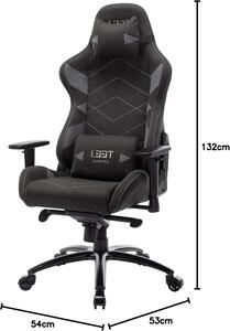 Sedia da gaming L33T, realizzata in ecopelle, color grigio scuro, modello standard
