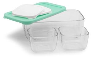 <p>Set contenitori Combo di Pasabahce, 3 pezzi in vetro con coperchi colorati. Soluzione elegante per conservare alimenti, lavabili in lavastoviglie, mantengono il cibo fresco e organizzato.</p>