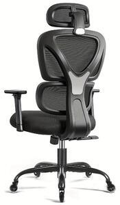 Sedia da ufficio ergonomica con supporto lombare e poggiatesta regolabili - Sedia da computer confortevole