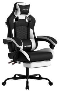 Sedia da gaming ergonomica – Sedia da ufficio – Design bianco e nero – Imbottitura in memory foam – Con poggiapiedi