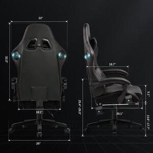 Sedia da gaming – Sedia da corsa ergonomica con altoparlanti integrati e poggiapiedi, disponibile in nero e rosso