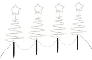 Set di 4 luci da giardino natalizie albero di Natale bianco con LED IP44 - Puno