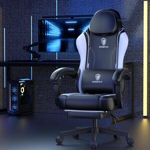 Sedia da gaming ergonomica in ecopelle bianca, con supporto lombare e ampia schienale