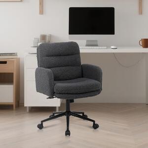 Sedia da ufficio - Sedia ergonomica per computer, con rivestimento in velluto morbido e braccioli disponibili in beige e grigio scuro
