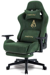 Sedia da gaming – Sedia ergonomica da scrivania – Con poggiapiedi e supporto lombare – Altezza regolabile – Rotazione a 360 gradi – Colore: nero