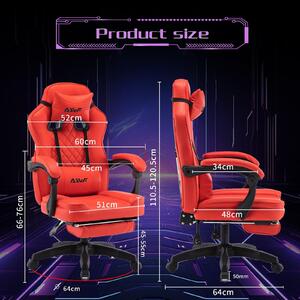 Sedia da gaming ergonomica - sedia da gaming rossa con funzione girevole a 360 gradi e supporto lombare