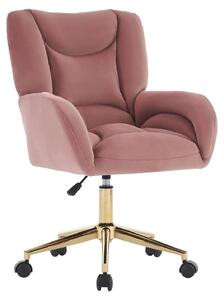 Sedia da ufficio - Sedia - Sedia per l'home office - Sedia da scrivania - Rivestimento rosa - Gambe in metallo dorato
