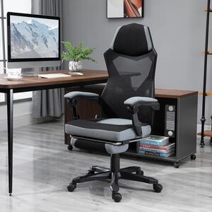 Sedia da ufficio ergonomica e sedia da gaming, regolabili in altezza, con rivestimento in rete e poggiapiedi