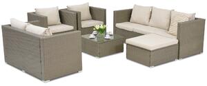 Mobili da giardino in technorattan Roma Corner 8 Garden Point grigio chiaro