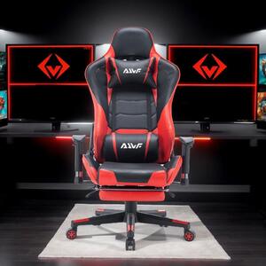 Sedia da gaming - Ergonomica - Poggiapiedi regolabili - Rivestita in ecopelle - Girevole - Con braccioli - Colore kaki