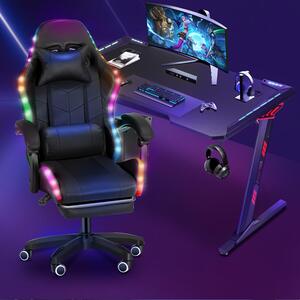 Sedia da gaming - Sedia per videogiochi - Sedia per area relax - Sedia da scrivania - Sedia per computer - Illuminazione RGB - Altoparlanti integrati