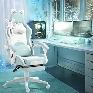 Sedia da gaming rosa - Sedia da ufficio - Sedia da gaming ergonomica con poggiapiedi e schienale regolabile