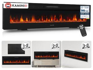 Stufa elettrica multifunzione 3-in-1, autoportante - 1800 Watt - Larghezza 177,8 cm - Vetro temperato - Camino decorativo