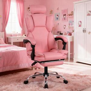 Sedia da gaming – Sedia da gaming ergonomica con altezza regolabile e rivestimento in ecopelle – Rosa
