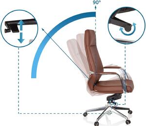 UFFICIO 600984: Elegante sedia da ufficio, rivestita in ecopelle marrone, con schienale alto