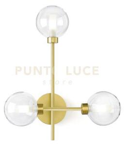 Dom applique a parete 3 luci vetro trasparente ciclindro satinato 