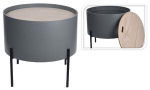 Home&Styling Tavolino di Servizio con Contenitore in MDF e Metallo Grigio