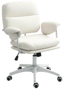 Sedia da ufficio – sedia girevole con rivestimento in ecopelle, funzione di inclinazione, altezza regolabile da 49 a 59 cm, colore bianco