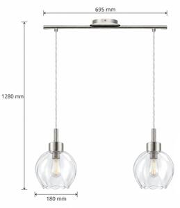 BRILAGI - LED Lampadario a cavo RETRO GLASS 2xE27/60W/230V cromo opaco/trasparente
