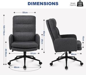 Sedia da ufficio - Sedia per computer - Sedia da scrivania - Sedia da gaming - Poltrona - Rivestimento in cashmere - Altezza regolabile