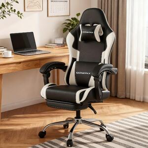 Sedia da ufficio ergonomica con imbottitura in memory foam e poggiapiedi estraibile, colore nero